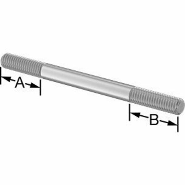 Bsc Preferred 18-8 Stainless Steel Threaded on Both Ends Stud 3/8-16 Thread Size 5 Long 1-1/4 Long Threads 98962A435